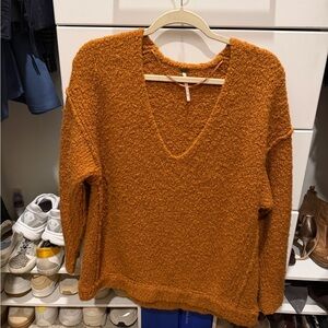 Free people Rust V-Neck Sweater